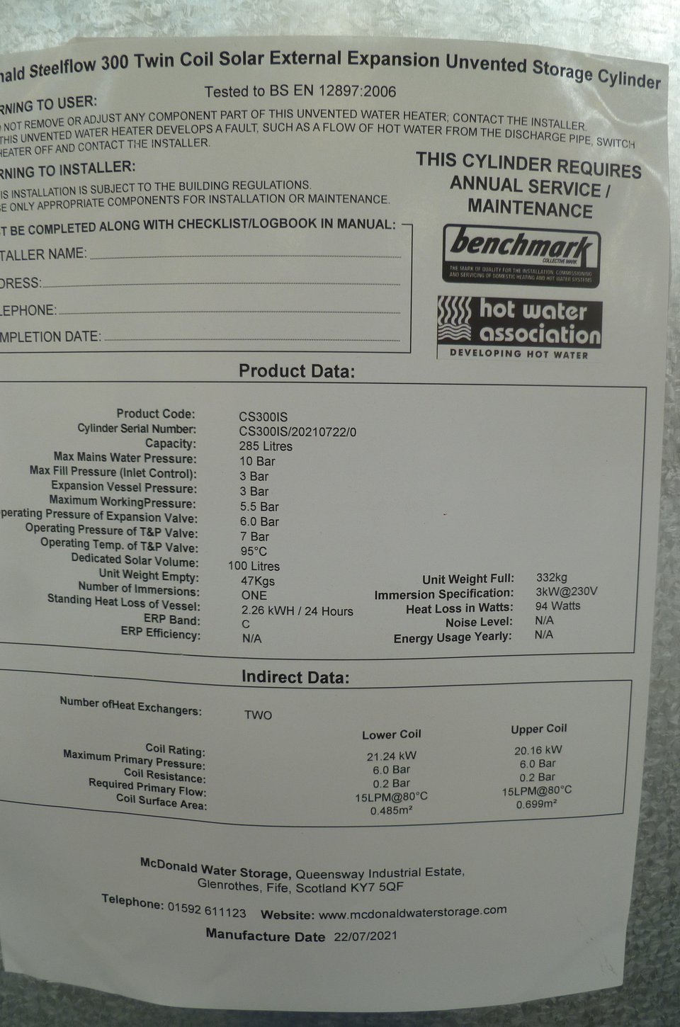 9kW Comet Electric System Boiler & 150L Pre-Plumbed Cylinder Package